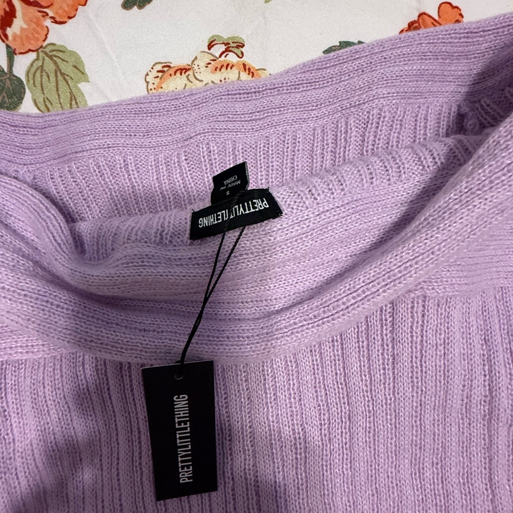PrettyLittleThing Lavender Ribbed Cowl Neck Sweater